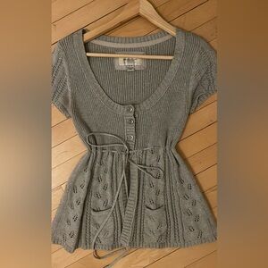 American Eagle babydoll Knit Button-Front Short Sleeve Dress - Grey